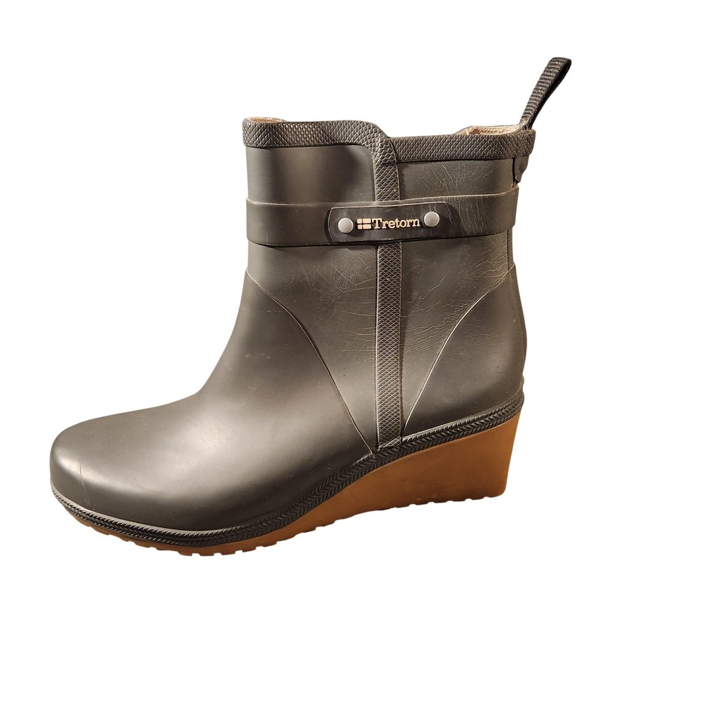 Tretorn Rain Boots Womens Plask Wedge Waterproof Pull on Heel Lug Slip Resistant